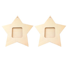 10Pcs Unfinished Wooden Mini Star Photo Frame Wall Decoration