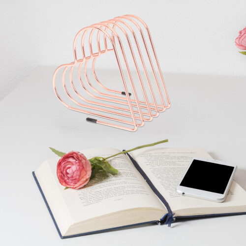 Buchstütze Herzförmig Roségold Büro Halter Buchablage 2