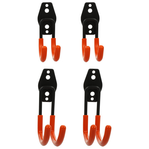 4Pcs Garage Wall Hooks Heavy Duty Orange Iron Ladder Tool Organizer