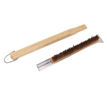 Pizza Oven Brush with Scraper - 53.5cm Detachable Wooden Handle