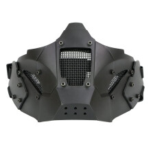 Tactical Retro Medieval Iron Warrior Motorcycle Airsoft Helmet Mask Outdoor Face Protective (Black) For Airsoft Metal