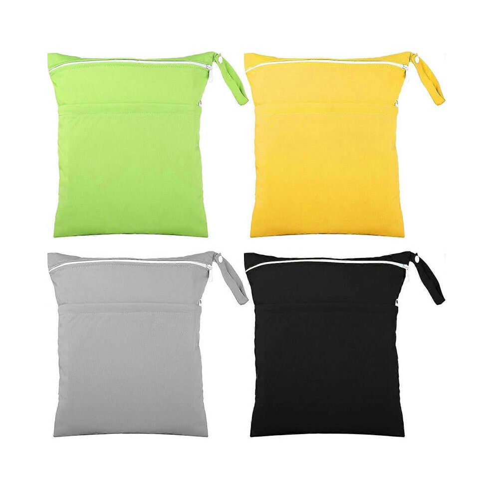 4 Pieces Wet Dry Bag For Baby Cloth Diapers Waterproof Wet Bag Washable Travel Bag Reusable Cloth Diaper Bag-image
