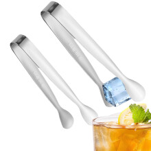 Food Tongs Stainless Steel Set Of 2 Small Ice Grabbing Tools Silver Serving Chains