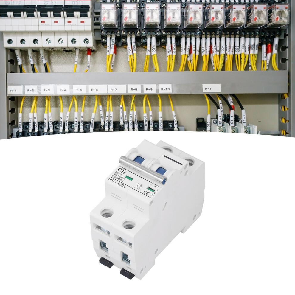 Dc Miniature Circuit Breaker 2 Pole 32A 6000A Isolator Din Rail Mount 5081351795277
