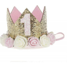Baby Crown Princess Gold Crowns Tiara Crystal Hat Girls First Birthday Gift