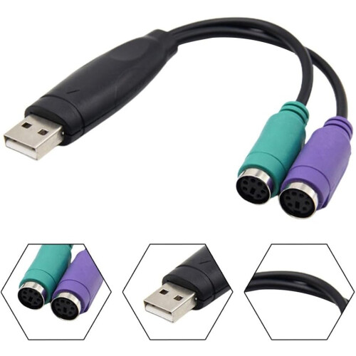 USB To PS/2 Adapter Convertor For Keyboard And Mouse, Chip Switch, USB Bus Power Supported, KVM Scanning 2