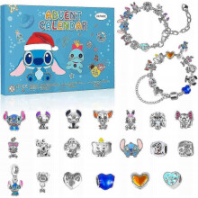 2025 New Stich Advent Calendar with 2 Bracelets And 22pcs Unique Cartoon Charm Beads