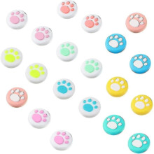 20 Pieces Cute Cat Thumb Grip Caps Replacement Paw Thumb Grips Stick Cover Joystick Cap Soft Silicon