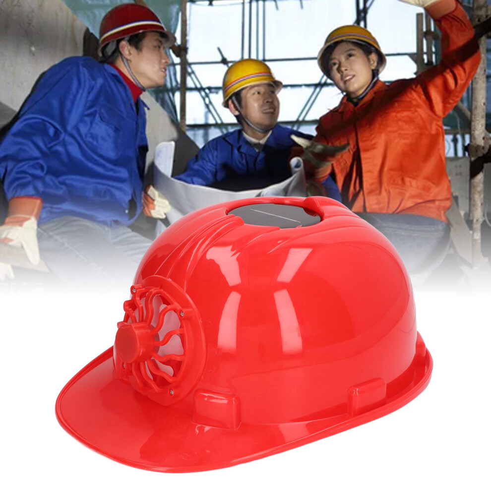 Plastic Solar Fan Hard Hat, Breathable Safety Helmet For Outdoor Work, Red 4601351799061