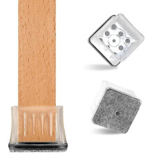 16pcs Chair Leg Protectors, Silicone Transparent Square Chair Feet Pads with Felt Pads And