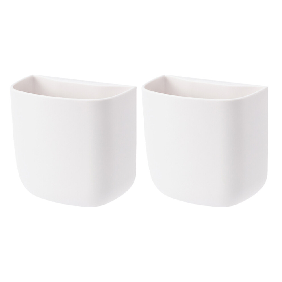 2Pcs Plastic Wall Adhesive Storage Box Durable Organizer White 3344079431172