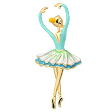 1Pc Alloy Ballet Girl Brooch Costume Prop Decoration Sky Blue