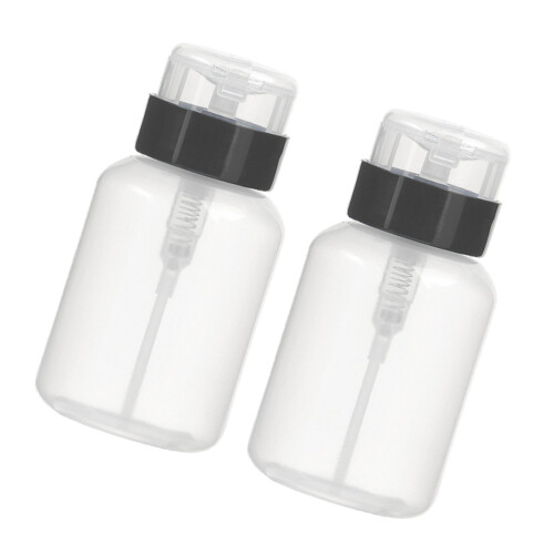 2Pcs Nail Polish Remover Bottle Empty Lockable Pump Dispenser Black