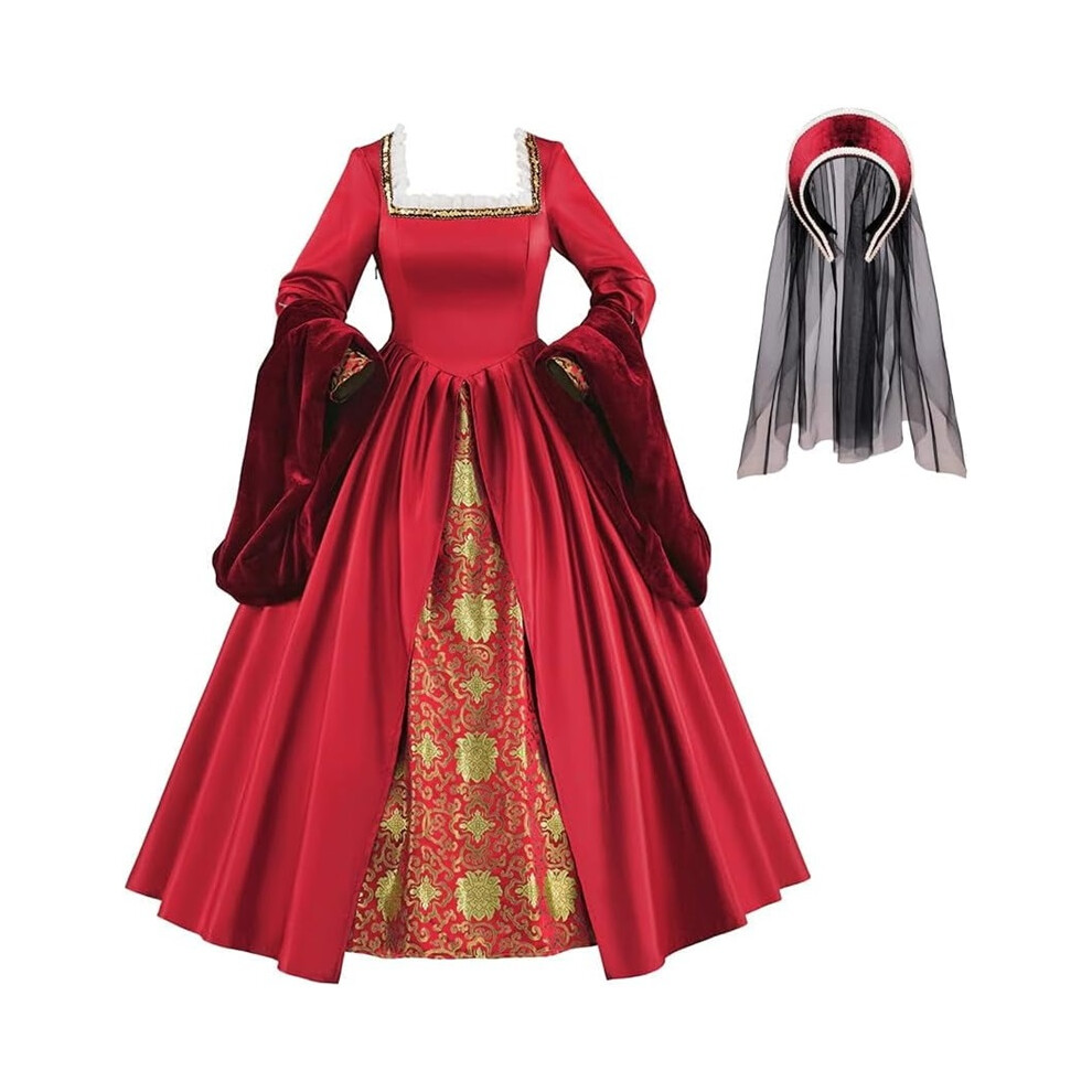 (, M) Anne Boleyn Dress Tudor Queen Dress Renaissance Dress Elizabethan Ball Gown Red