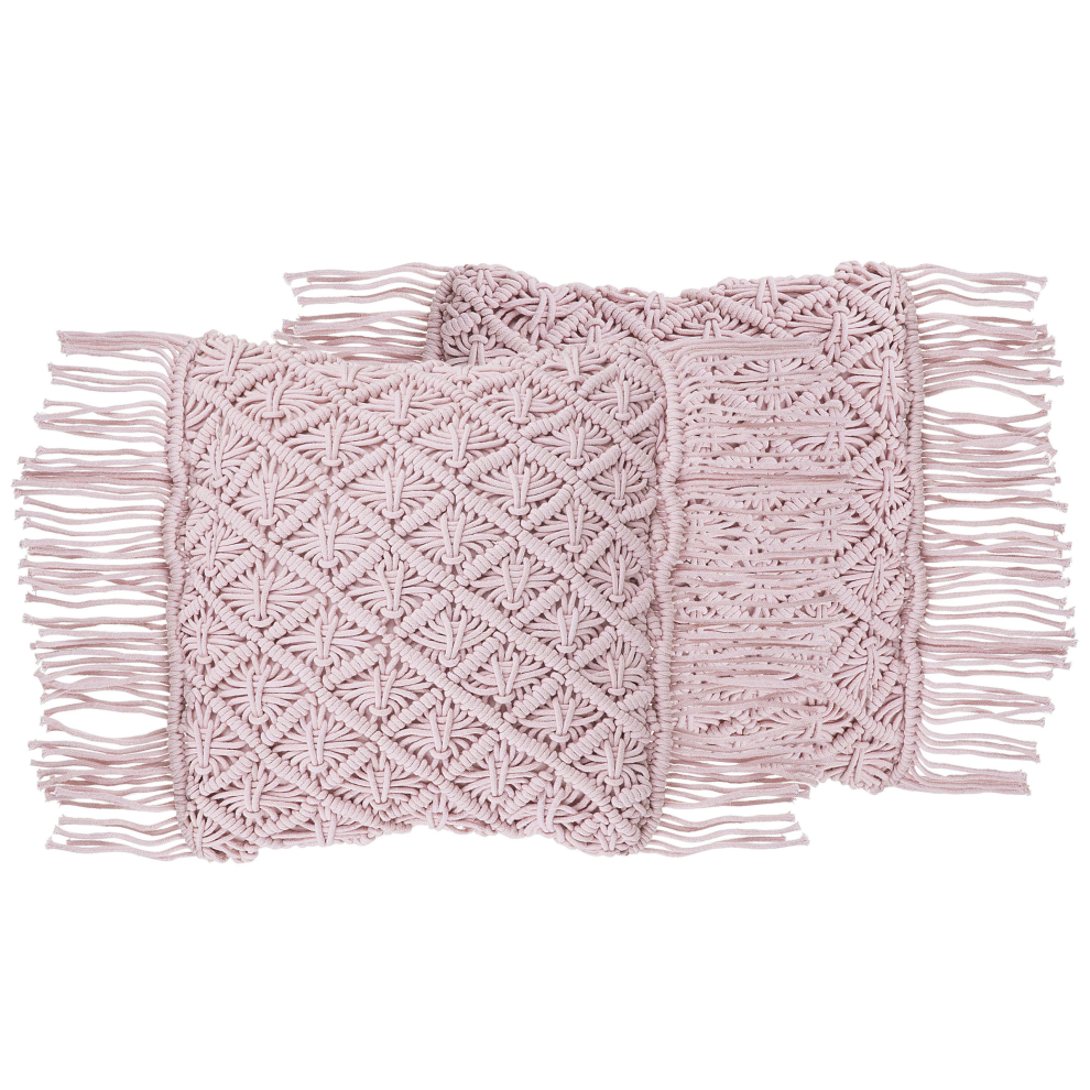 Set of 2 Decorative Cushions YANIKLAR Cotton 40 x 40 cm Pink Geometric Pattern