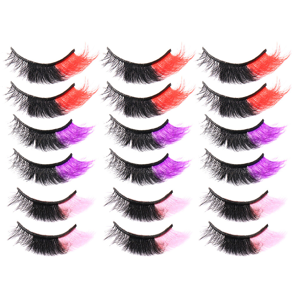 Inoomp 9 Pairs Colored Faux Eyelashes For Cosplay