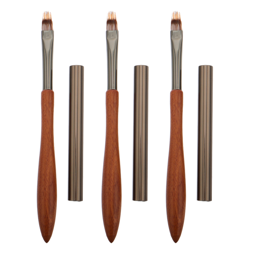 Artibetter 3Pcs Nail Painting Pen Set Flat Head Ergonomic Wooden Handle Gel Brush