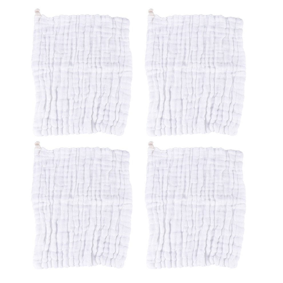 4Pcs Cotton Baby Bib Towels Muslin Soft Absorbent Washcloths White Aboofan