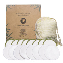 16Pcs Reusable Makeup Remover Pads With Cotton Mesh Bag