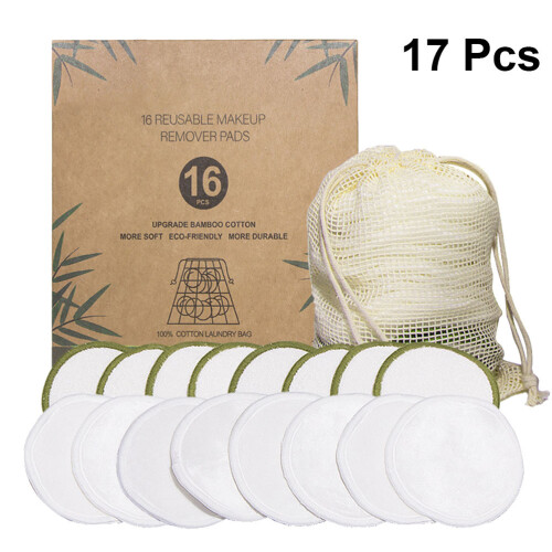 16Pcs Reusable Makeup Remover Pads With Cotton Mesh Bag 2