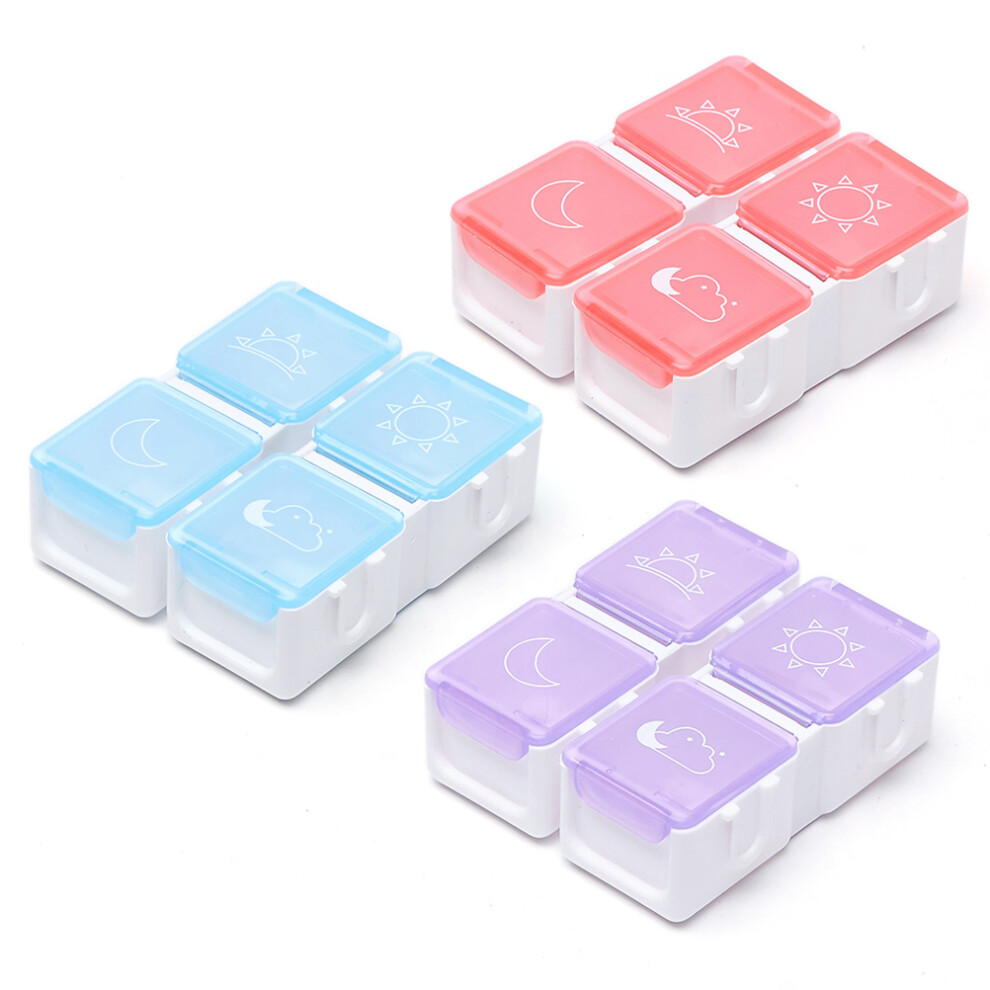 Aboofan Red 1Pc Mini 4 Slot Pill Box Portable Plastic Medicine Case