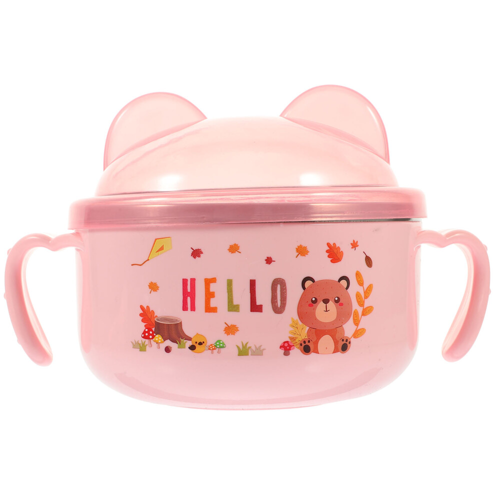Toddler Bowl With Lid Stainless Steel Double Handle Kids Food Bowl Aboofan