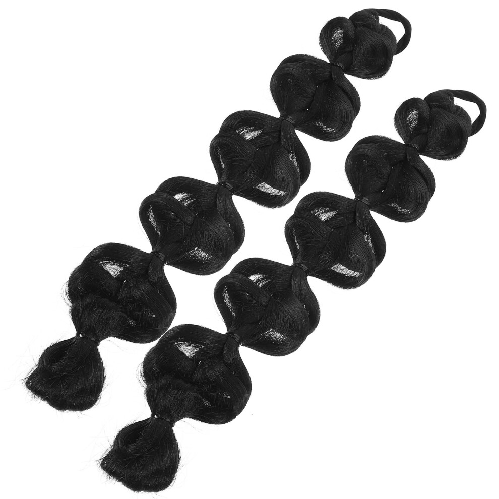 Aboofan Raindrops Braided Hair Wig Black 2Pcs 14X2.4x1.2in