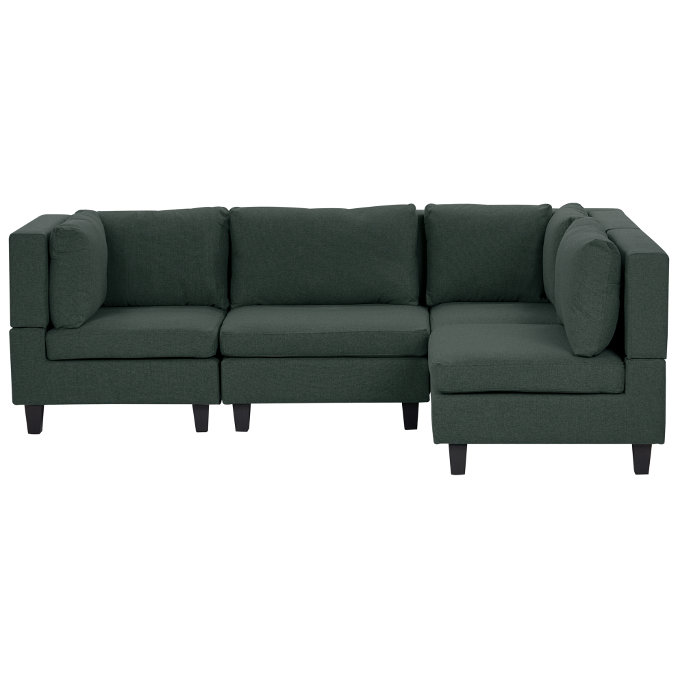 Modular Corner Sofa 4 Seater UNSTAD Fabric Dark Green Left Hand