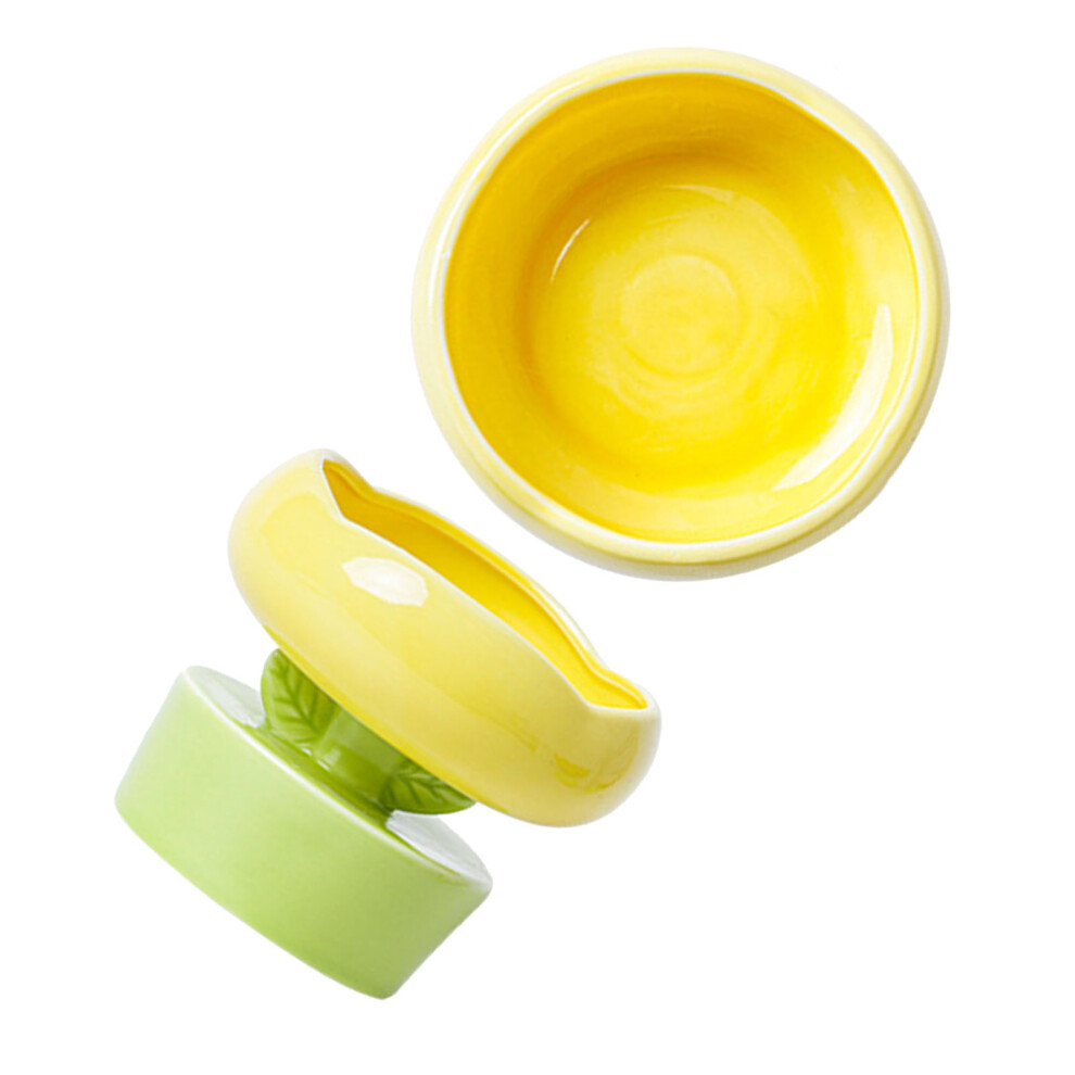 Large Yellow Ceramic Cat Dog Food Bowl - Cute Flower Shape, 0.5L Capacity-image-OPC-PKW2FCK-NEW