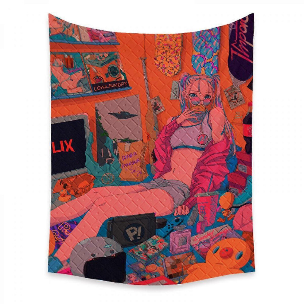 Kikidex (As Show, One Size) Wekity Anime Tapestry Aesthetic Art Home Background Fabric Decor Gift Boho Tapestry For Living Room Bedroom Decor (614-12, 51 X 59 Light