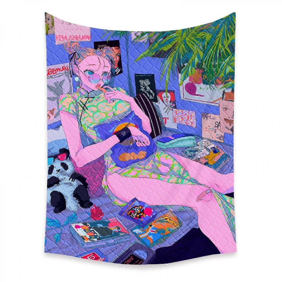 Kikidex (As Show, One Size) Wekity Anime Tapestry Aesthetic Art Home Background Fabric Decor Gift Boho Tapestry For Living Room Bedroom Decor (614-23, 59 X 79 Light