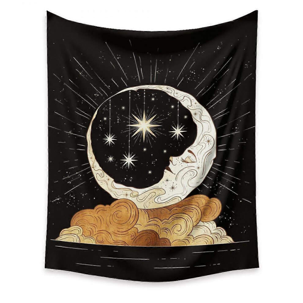 Kikidex (As Show, One Size) Tarot Moon Tapestry Wall Hanging Starry Stars Tapestry For Bedroom Moon And Cloud Wall Tapestry Aesthetic Lunar Tapestry For Gold