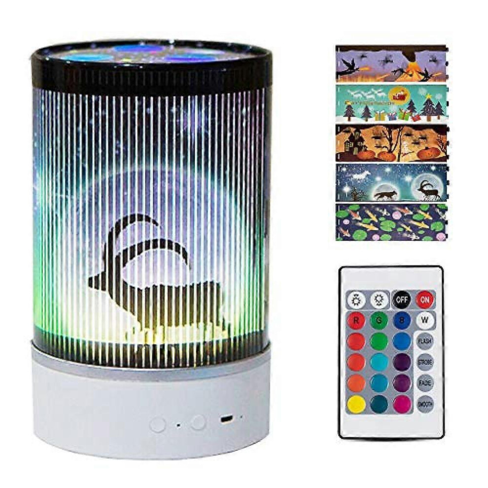 Kikidex (As Show, One Size) Moving Motion Lamp Night Light Projector Multifunctional Remote Control 5 Rotatable Theme Films (Black)