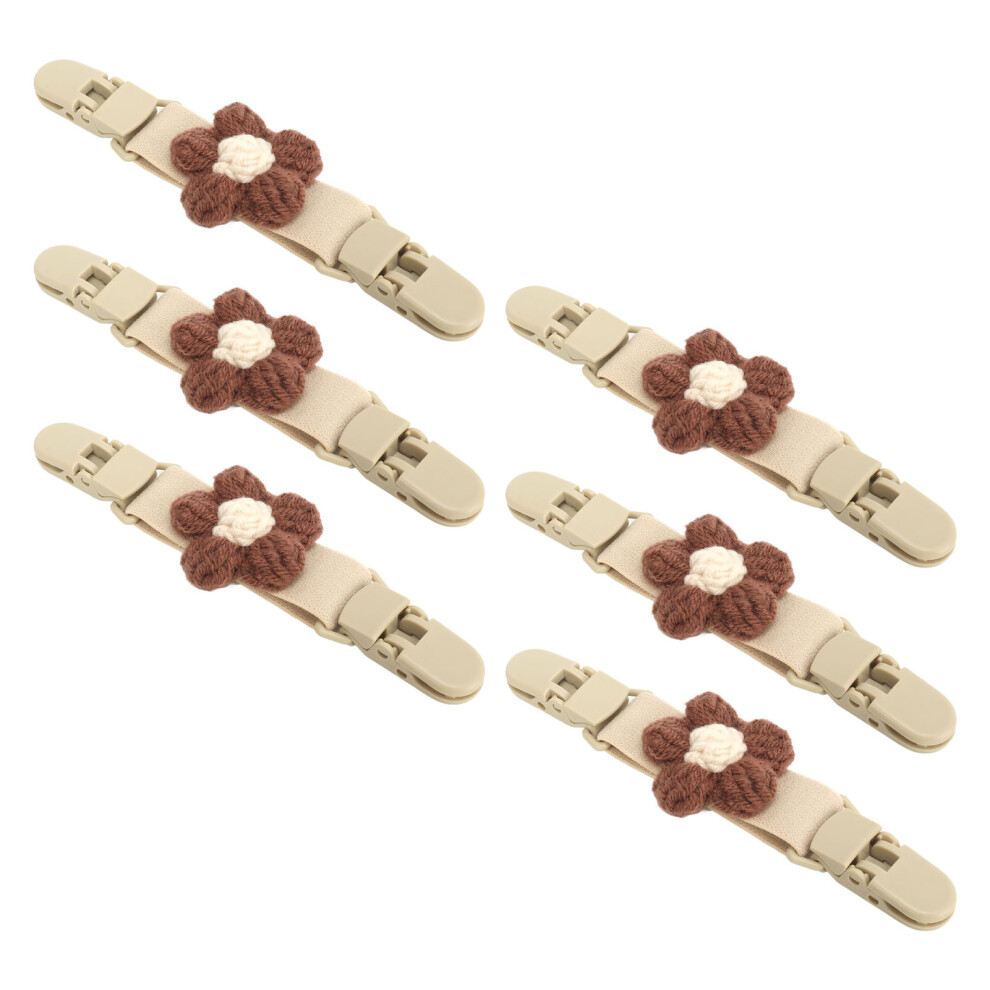 10Pcs Brown Flower Cinch Clips for Clothing, Suspender, Shawl, Plastic
