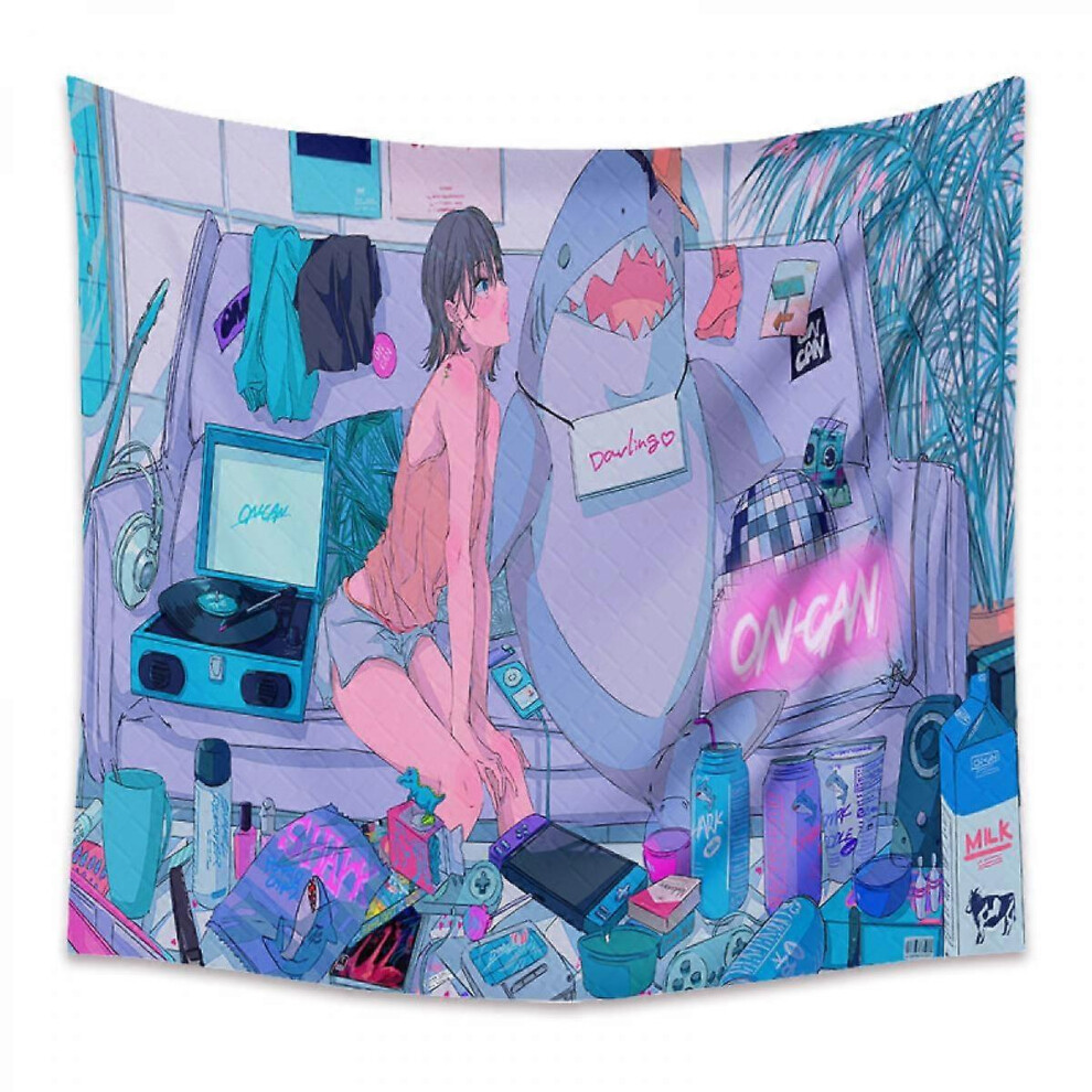 Kikidex (As Show, One Size) Wekity Anime Tapestry Aesthetic Art Home Background Fabric Decor Gift Boho Tapestry For Living Room Bedroom Decor (614-3, 51 X 59 Light