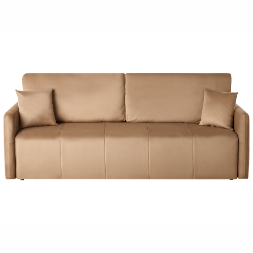 Beliani Sofa Bed 3 Seater EGGE Velvet Light Brown