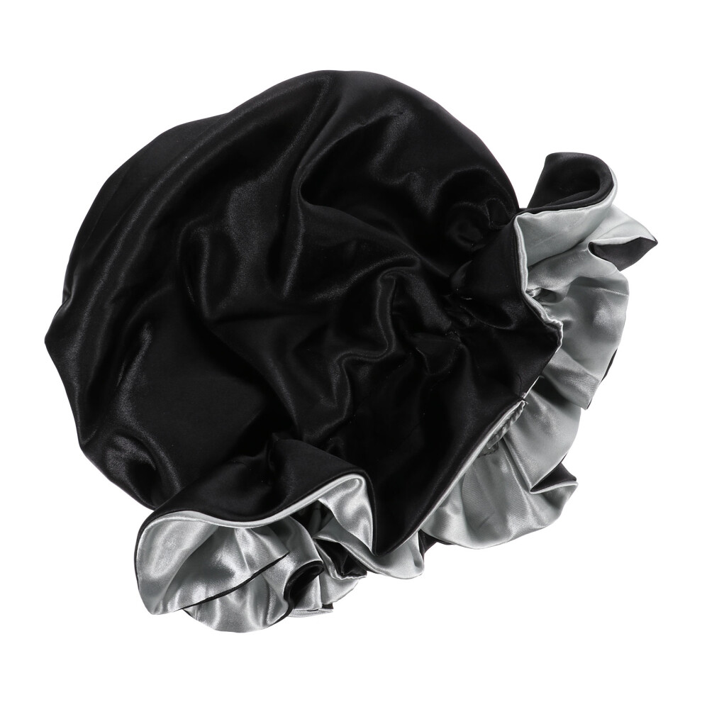 Aboofan Satin Bonnet Bathing Hat Silky Sleep Adjustable Double-Layer