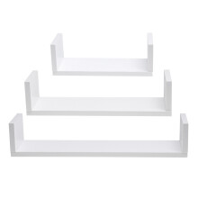 One Set Of 3Pcs Wall Shelf Bookcase Warm White No Punching Required