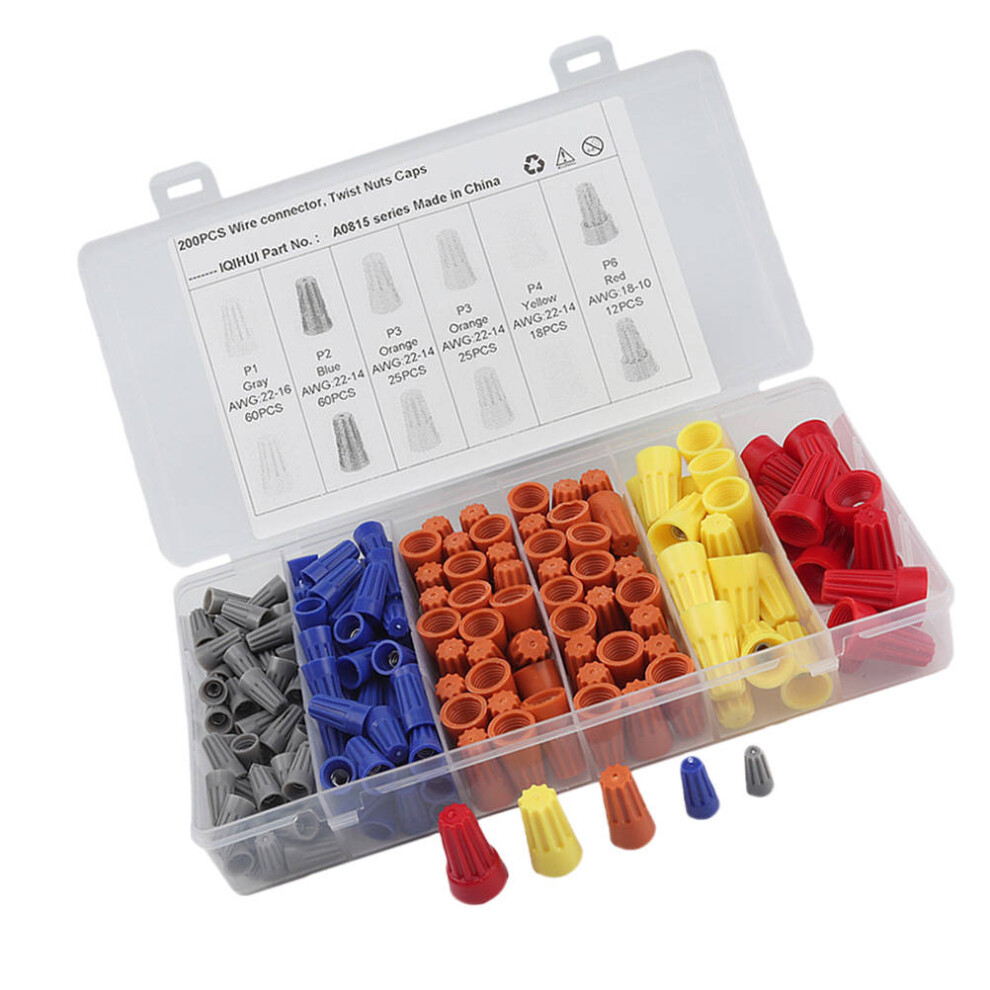 200 Pcs Cable Crimps Connection Terminals Electrical Spade Connectors 3344109629661