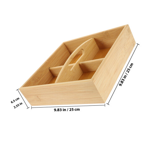 Appetizer Serving Case With Hollow Handle 4-Compartment Wooden 1