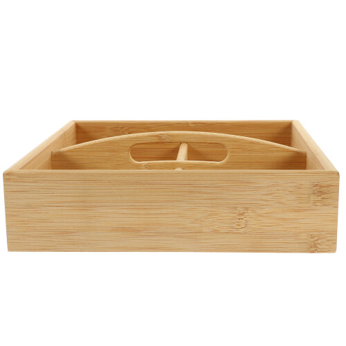 Appetizer Serving Case With Hollow Handle 4-Compartment Wooden