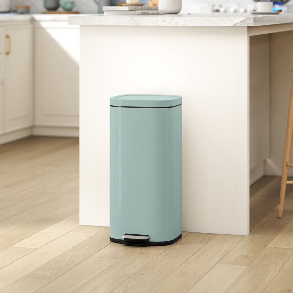 Homcom Kitchen Bin, Pedal Bin With Lid, Removable Inner Bucket, Green 30L