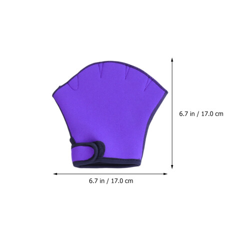 1 Pair Purple M Half Finger Webbed Swimming Gloves 1