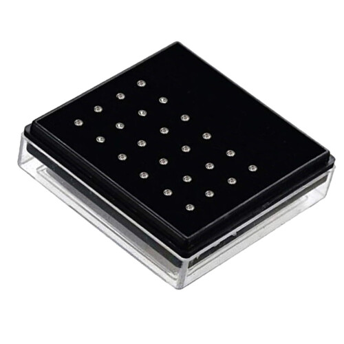 24Pcs Stainless Steel Nose Ring Bone Stud With Storage Box