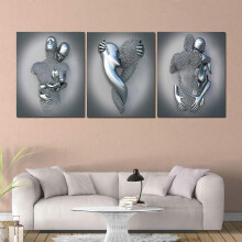 (As show, One size) Wekity Intertwined Love Wall Art Canvas Print Poster,Simple Fashion Painting Art Decor for Home Living Room Bedroom Office(Set of 3 Unframed, 16x24 in