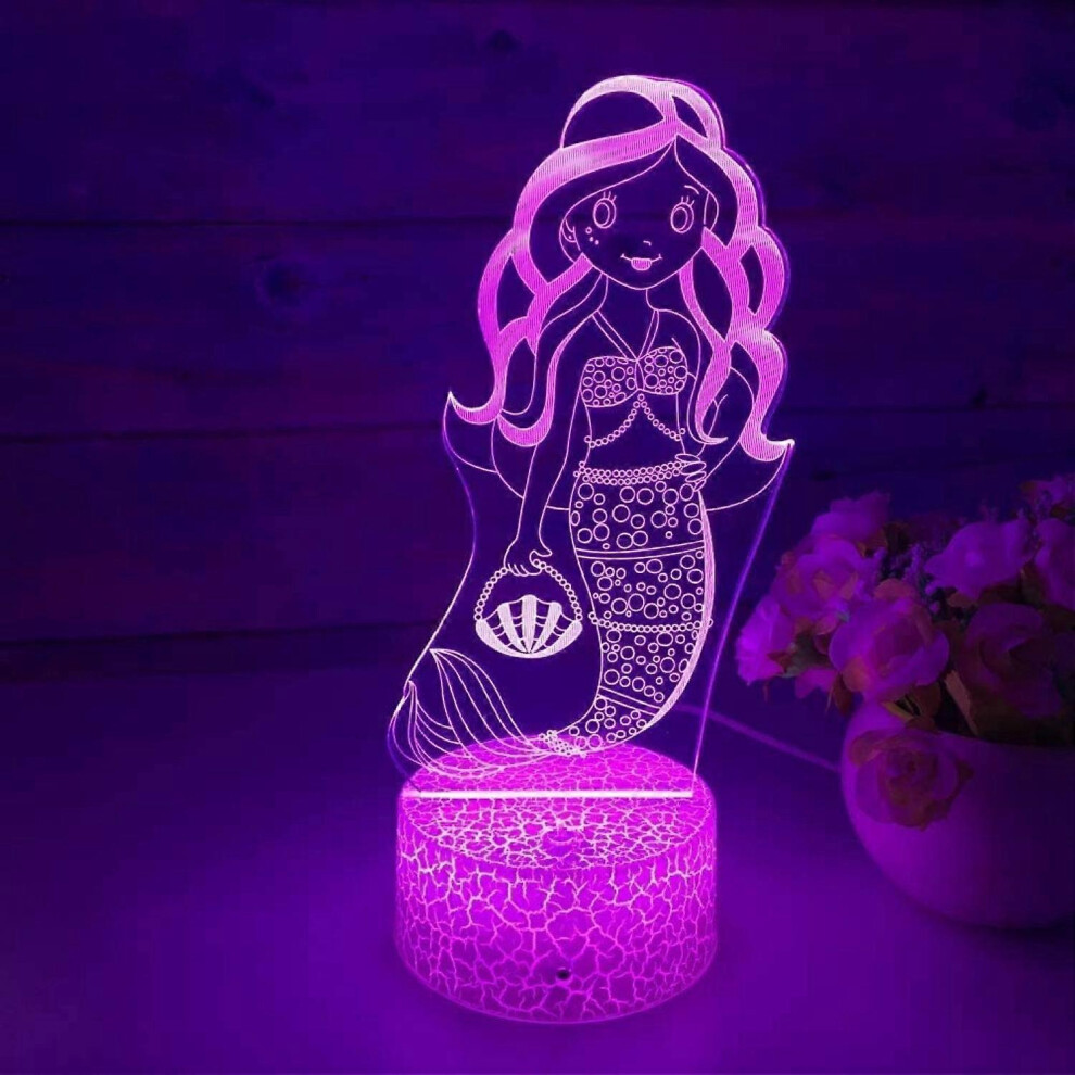 Kikidex (As Show, One Size) Justup 3D Mermaid Night Mermaid Toys For Girl Colors Changing Mermaid Lamp With Remote Control Best Mermaid Gifts Light
