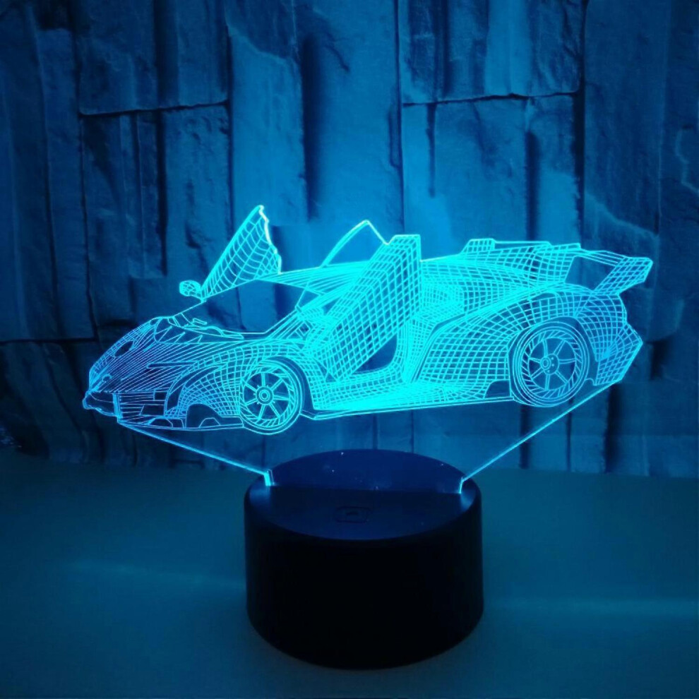 Kikidex (As Show, One Size) Justup Race Car 3D Night 7 Colors Changing Night With Smart Touch Control Optical Illusion Lamps Light