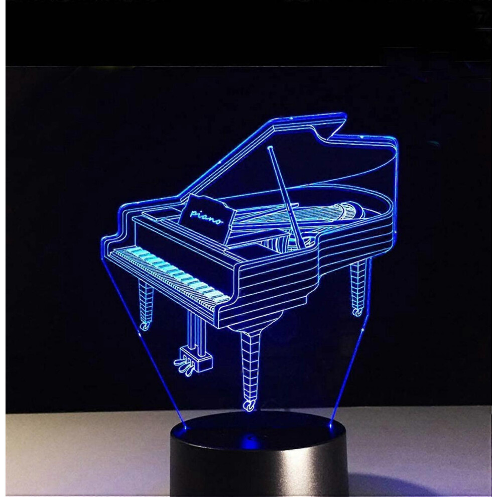 Kikidex (As Show, One Size) Justup 3D Lamp Illusion Piano Night Decor 16 Colors Changing Smart Touch Remote Control Optical Illusion Bedside Lamps Bedro Light
