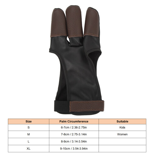 Three-Finger Archery Glove Guard PU Leather for Recurve Compound Bow M 1