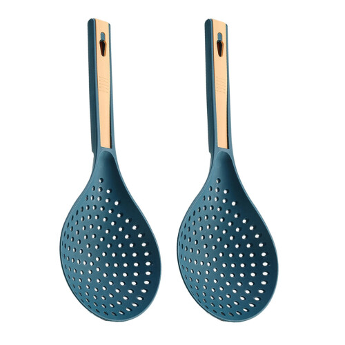 2Pcs Noodle Spoons Food Colanders Yellow Blue 2
